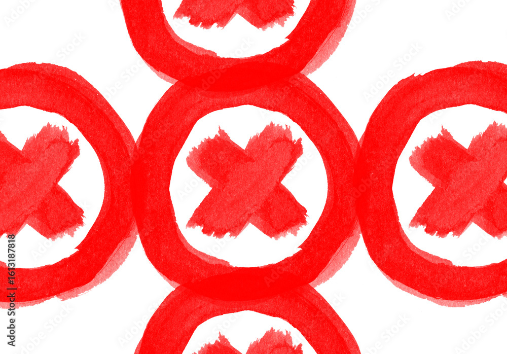 Poster seamless pattern of red brush stroke circles with crosses on transparent background a versatile desi