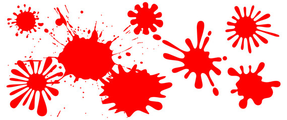 Dynamic Red Paint Splatter Collection on Transparent Background A Versatile Set of Graphic Elements for Artistic Designs and Creative Visual Projects with Impact