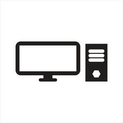 Computer icon computer monitor icon vector.Desktop computer icon vector isolated