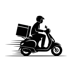 Vector art of a delivery scooter is speeding along, delivering packages quickly isolated on white background