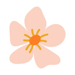A Beautiful and Cute Pink Flower Illustration Featuring a Bright Orange Center Design