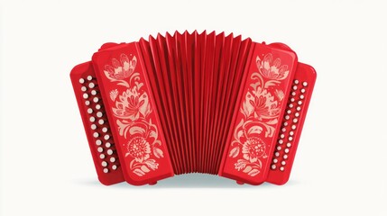 Red accordion with floral design