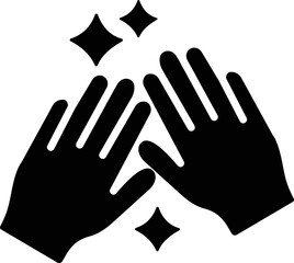 Cleaning icon , black hand, gloves vector of hygiene, sanitizing and housekeeping tools in flat style, cleaning equipment disinfect, mop, wipe symbol isolated on transparent background