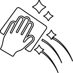 Cleaning icon , black hand, gloves vector of hygiene, sanitizing and housekeeping tools in flat and line style, cleaning equipment disinfect, mop, wipe symbol isolated on transparent background