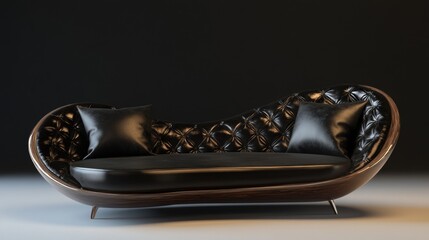 Luxury black leather couch with elegant design in studio lighting for furniture product branding photography inspiration