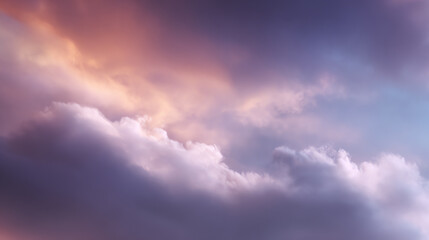 Obraz premium A stunning view of vibrant clouds at sunset, showcasing a beautiful blend of colors in the sky.