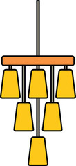 Yellow hanging chandelier lamp illustration
