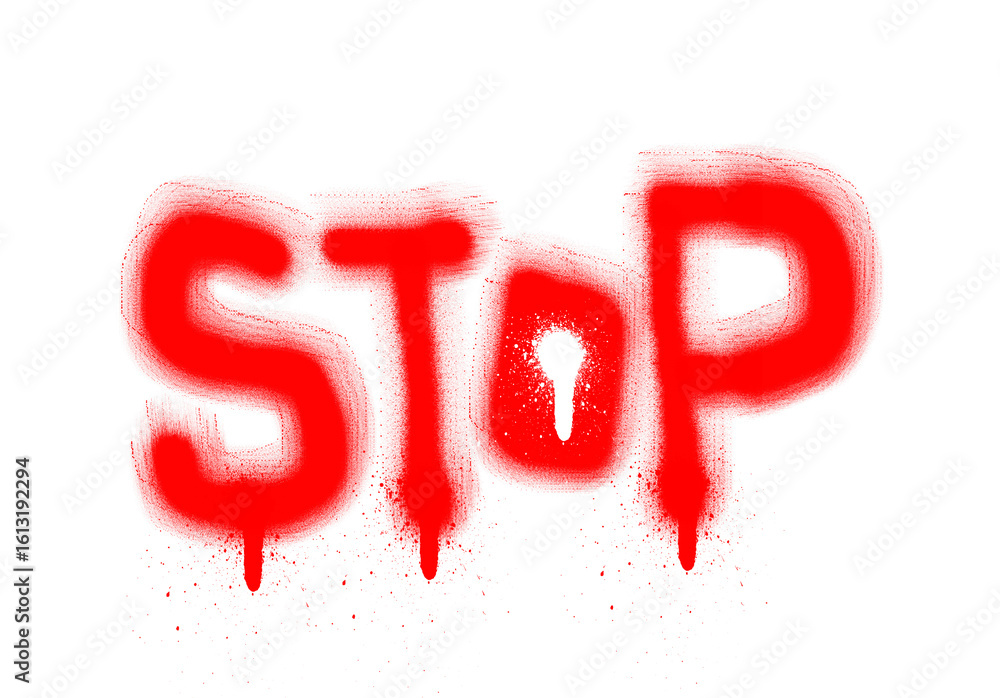 Poster bold red stop graffiti on transparent backdrop a powerful visual statement with spray paint effect f
