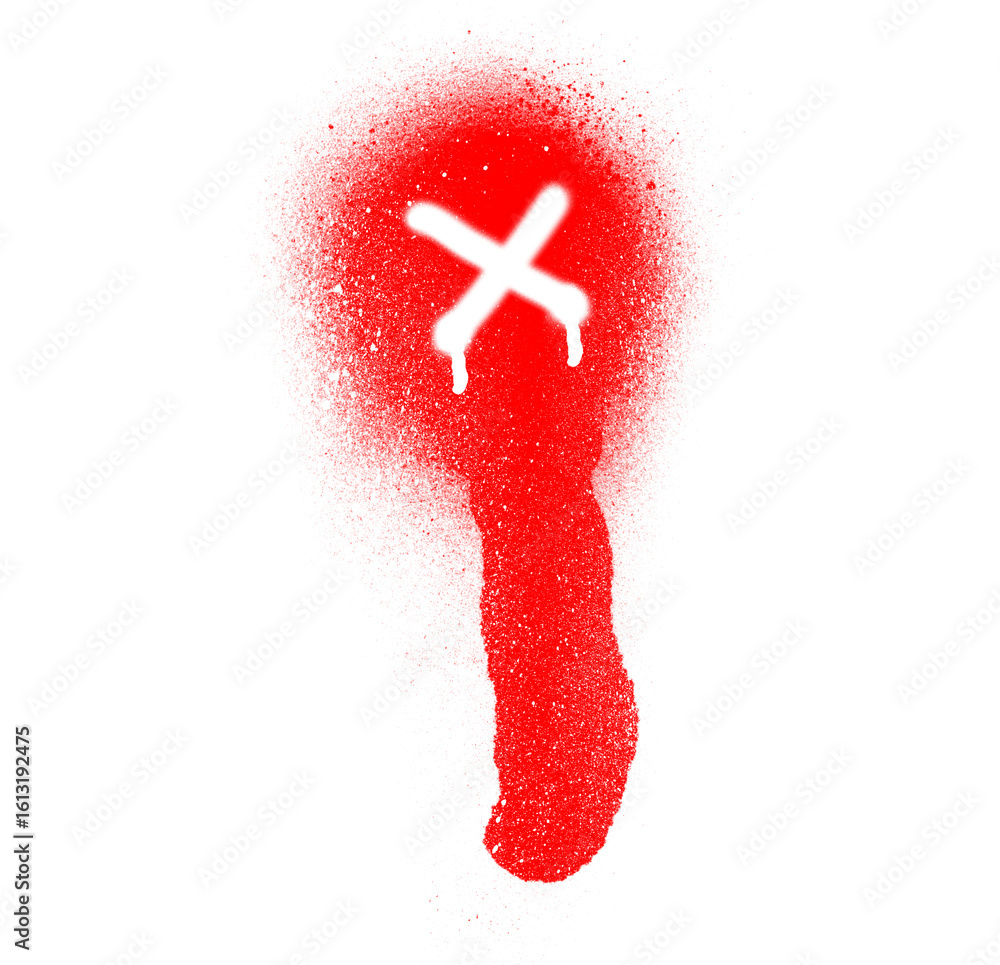 Poster striking red x graffiti art on transparent backdrop a bold symbol of rejection or cancellation with 