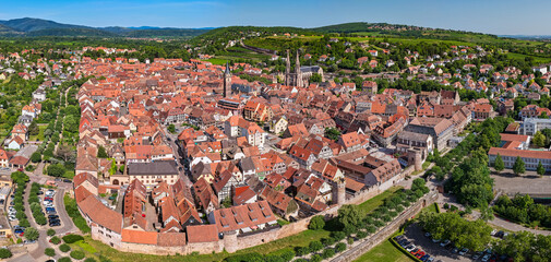 Aerial view of the Village of Obernai in Alsace, France