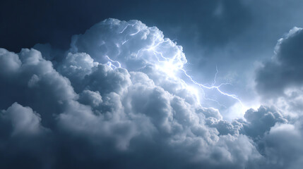 Dramatic clouds illuminated by lightning in a stormy sky, capturing the raw power of nature.