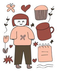 kids drawing girls cute illustration