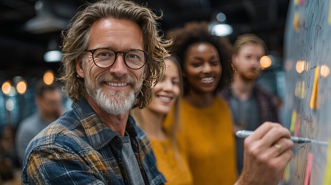 Collaborative Planning: Individual Writing on Whiteboard in Engaged Work Session