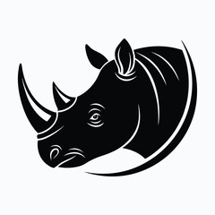 Obraz premium Black silhouette of a rhinoceros head with white accents vector