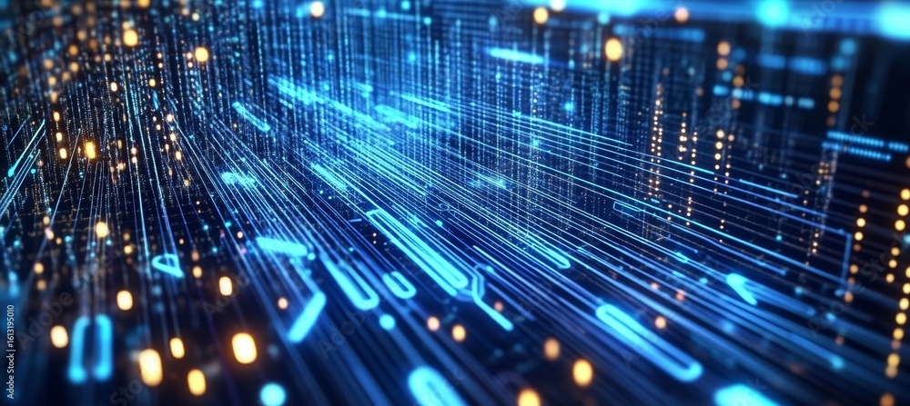 Aufkleber futuristic digital network visualization with global connectivity and information transfer streams