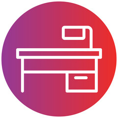 Counter Desk Line Icon Style