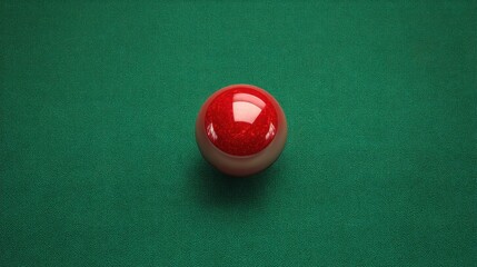 Red billiard ball on green pool table surface