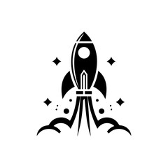 Flat rocket logo symbolizing startup launch