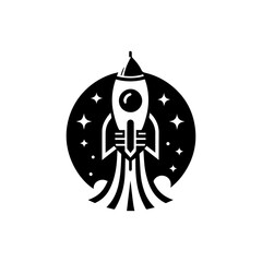 Flat rocket logo symbolizing startup launch