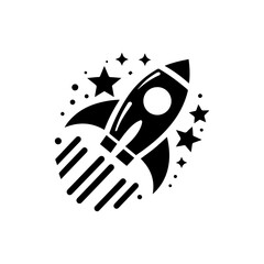 Flat rocket logo symbolizing startup launch
