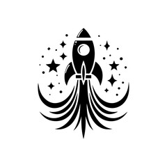 Flat rocket logo symbolizing startup launch