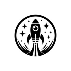 Flat rocket logo symbolizing startup launch