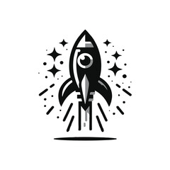 Flat rocket logo symbolizing startup launch