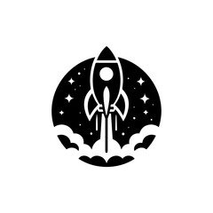 Flat rocket logo symbolizing startup launch