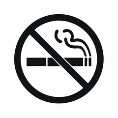 Black and white vector silhouette of a no smoking sign typically found in public buildings