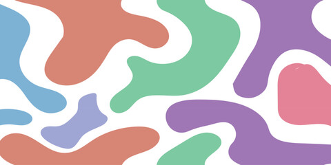 Colorful abstract organic blob pattern with wavy shapes in pastel tones. Modern minimalist background ideal for textiles, branding, packaging, and creative design projects.