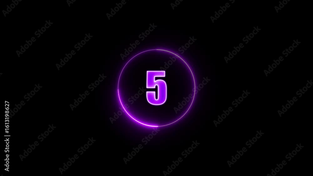 Poster ten to zero countdown neon circle animation running animated numbers 10-0, 10 to 0 second modern dig