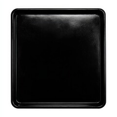 Fototapeta premium A minimalist black baking tray displayed on a clean background, perfect for culinary uses in presentations, recipes, or advertisements related to cooking and baking, Ideal for kitchenware promotions,