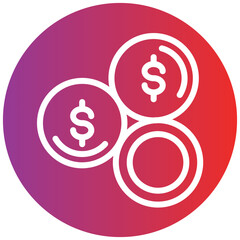 Coins Line Icon Style