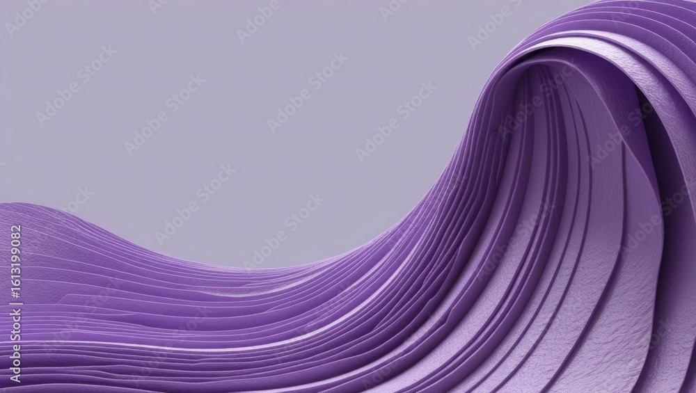 Poster abstract flowing purple fabric with textured layers and soft background