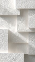 Textured white and beige layered panels with subtle light and shadow play creating depth