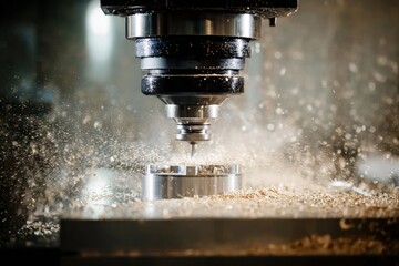 A cnc machine, close-up background, in work. Generative AI