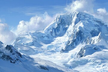 Obraz premium Majestic snow-capped mountain range under a vibrant blue sky