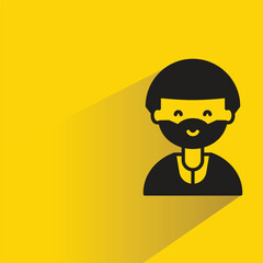 beard man character with shadow on yellow background