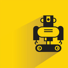 robot avatar with shadow on yellow background