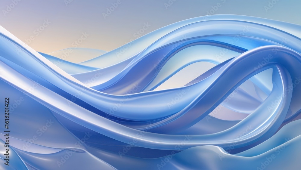 Poster abstract flowing blue and white waves with soft light and subtle gradients