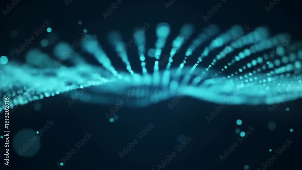 Aufkleber abstract visualization of a helix structure formed by glowing blue particles against a dark backgrou