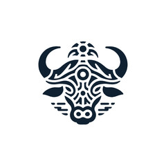 Flat silhouette of a tribal buffalo head