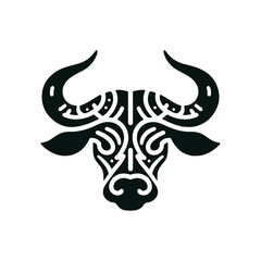 Flat silhouette of a tribal buffalo head