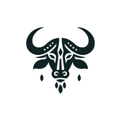 Flat silhouette of a tribal buffalo head
