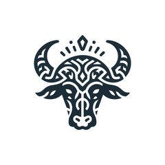 Flat silhouette of a tribal buffalo head