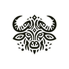 Flat silhouette of a tribal buffalo head