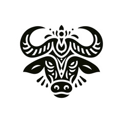 Flat silhouette of a tribal buffalo head