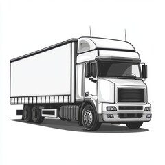 Large cargo truck parked on a street during daylight with a clear blue sky