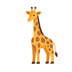 Naklejka premium Cartoon illustration of a giraffe standing tall against a white background.