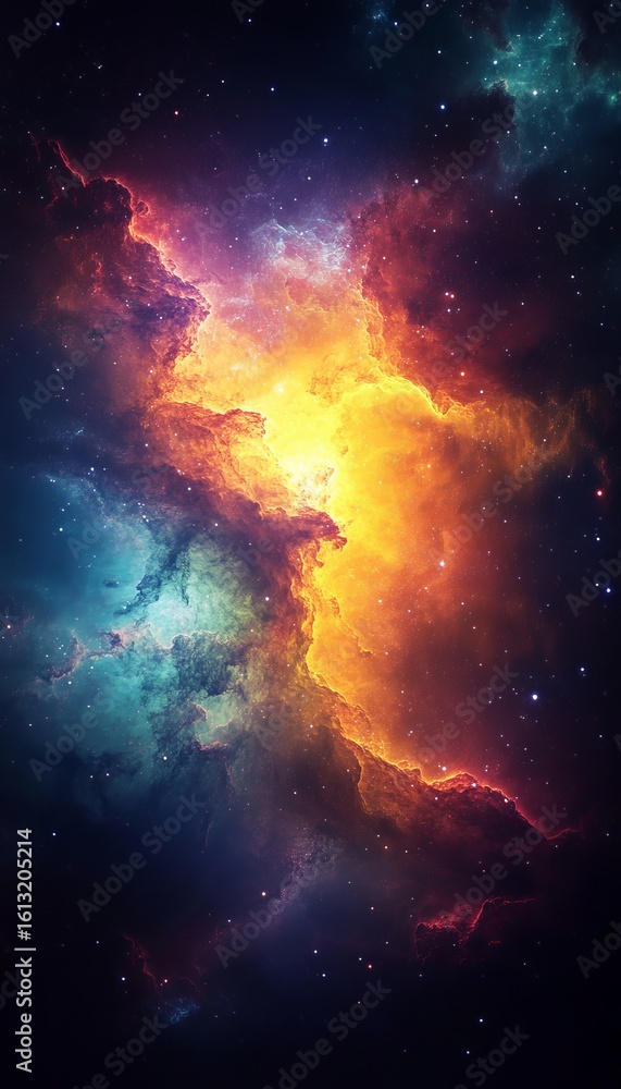Poster celestial wonders vibrant nebula clouds illuminate the deep space canvas with starry brilliance